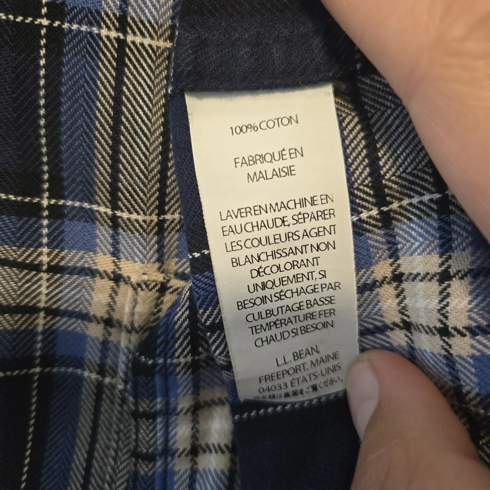 L.L Bean Men's Blue Plaid Shirt Size XXL - Picture 5 of 5